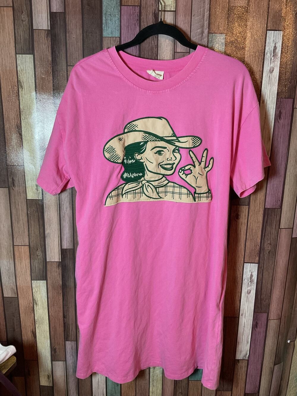 Layerz Clothing Pink Cowgirl T-Shirt Dress Women’s Size Small EUC